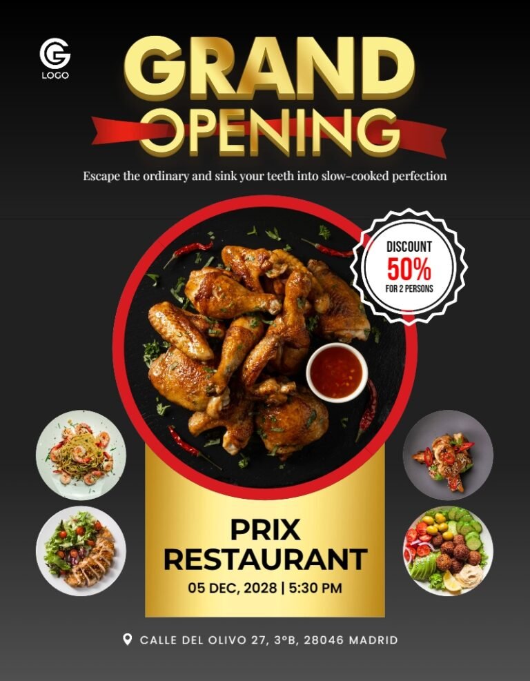 Grand Opening Restaurant Flyer Template