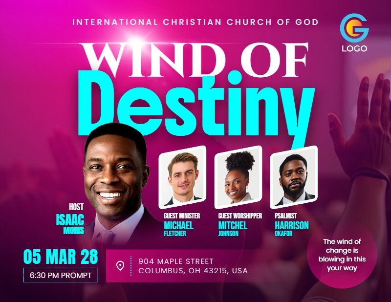 Wind of Destiny Church Flyer Template #2