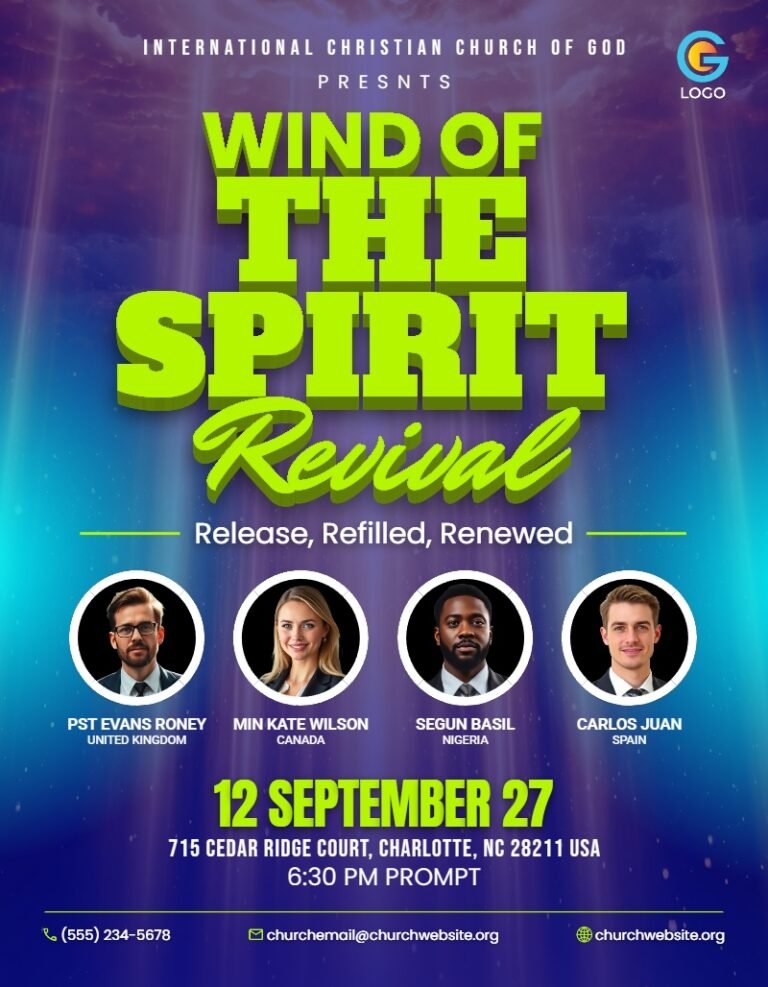 Wind of the Spirit Revival Church Flyer Template