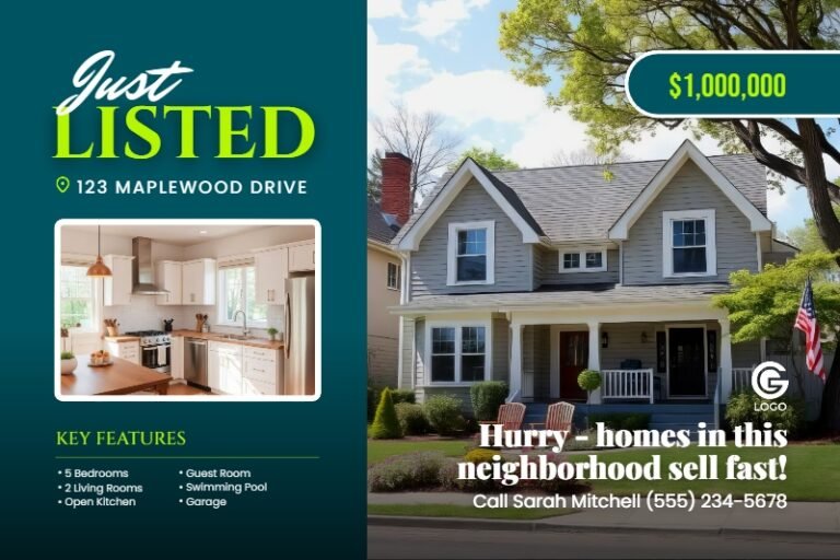 Just Listed PostCard Design Template #3