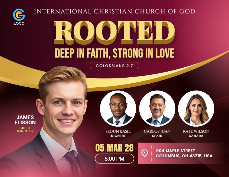 Rooted Christian Church Flyer Template