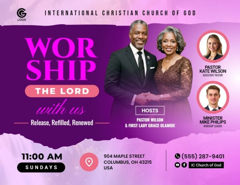 Worship With Us Church Flyer Template #6