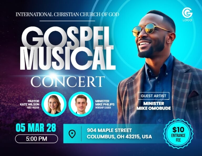 Gospel Music Concert Church Flyer Template #2