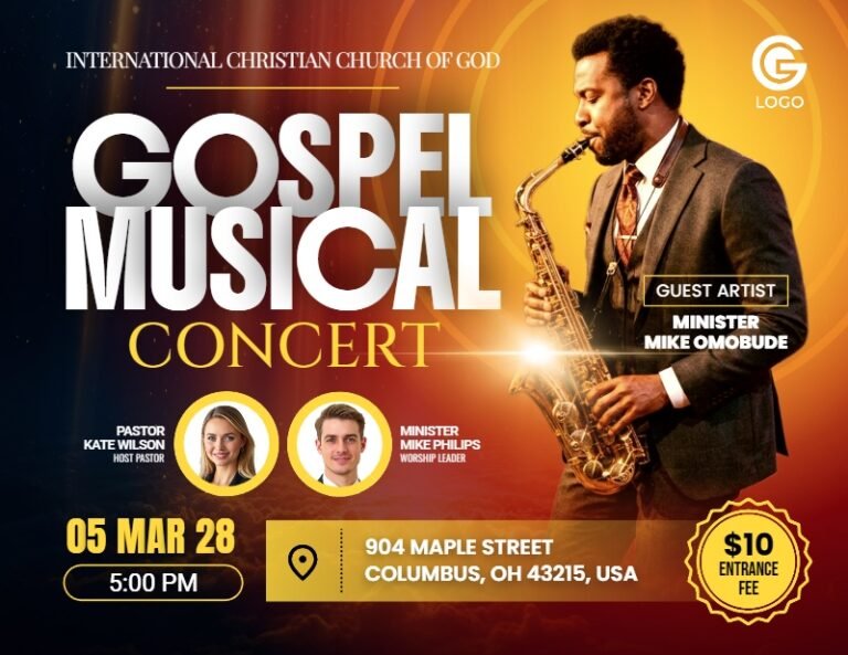 Gospel Music Concert Church Flyer Template