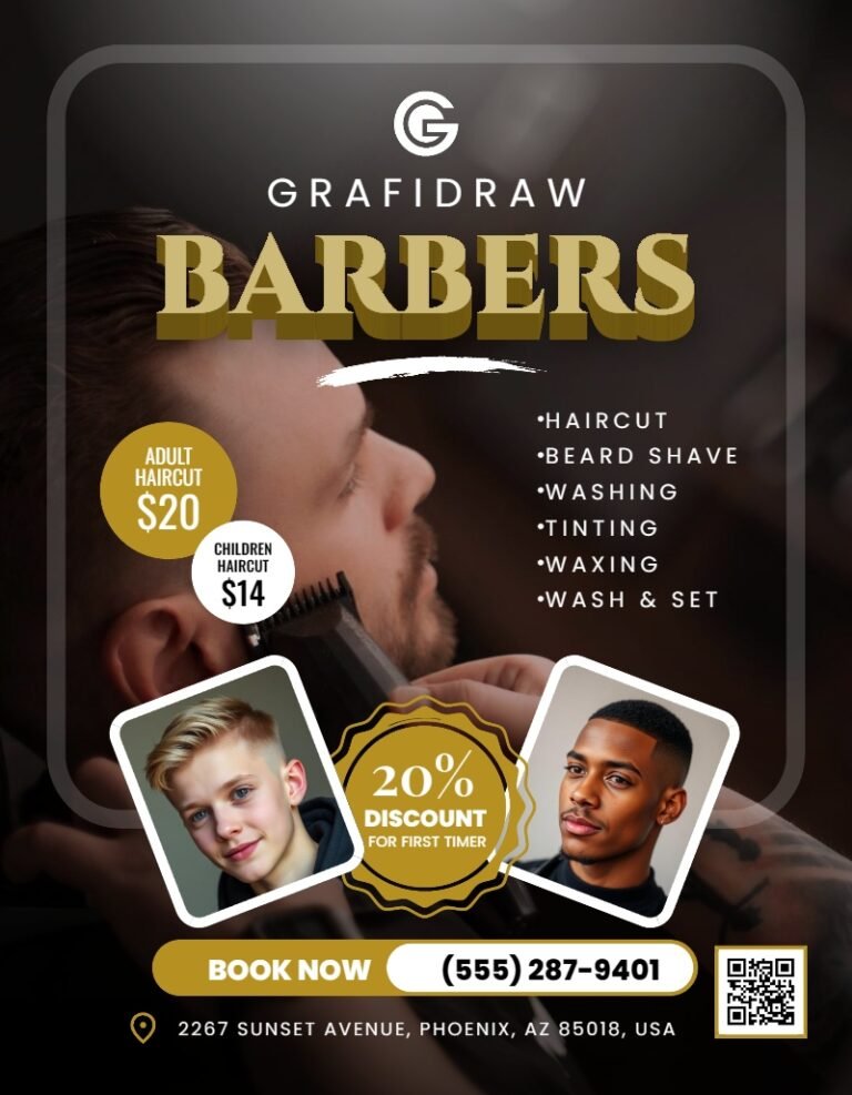 Barbing Salon Flyer Template #001
