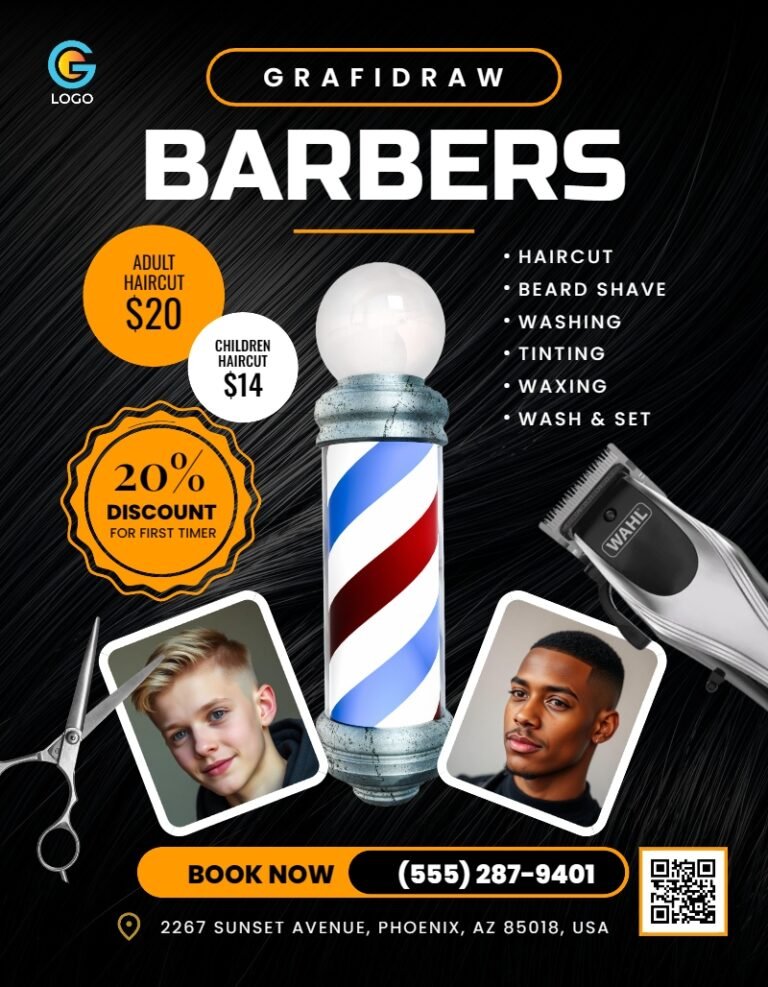 Barbing Salon Flyer Template #3