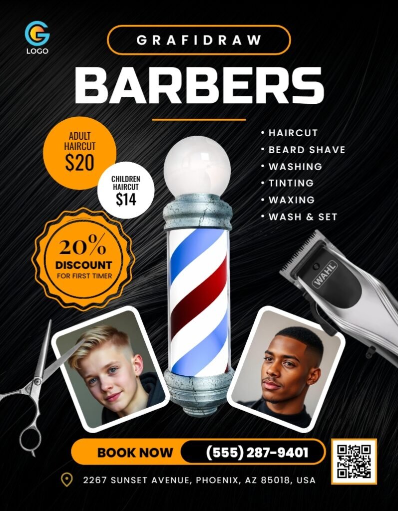 Barbing Salon Flyer Template #3