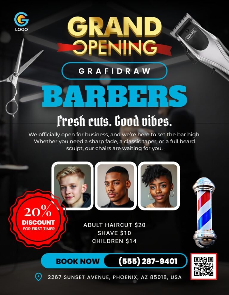 Barbing Salon Flyer Template #4
